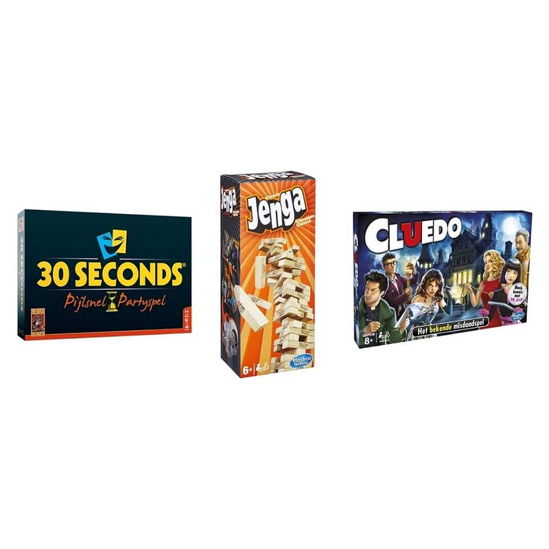 Foto van Spellenbundel - 3 stuks - 30 seconds & jenga & cluedo