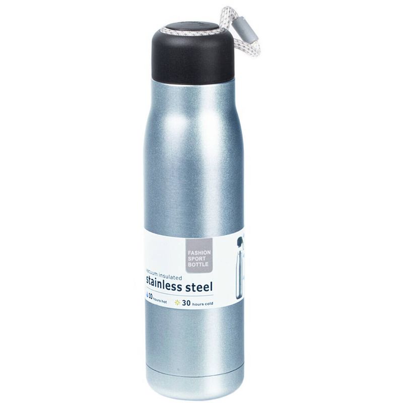 Foto van Rvs thermosfles / isoleerfles voor onderweg 550 ml lichtblauw - thermosflessen