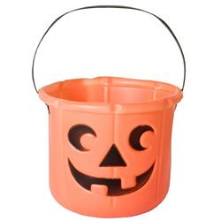 Foto van Halloween pompoen trick or treat snoep emmertje oranje d14 x h17 cm - feestdecoratievoorwerp