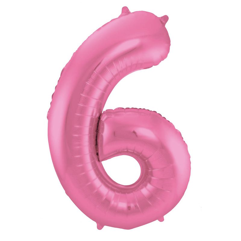 Foto van Folat folieballon cijfer ""6"" 86 cm roze