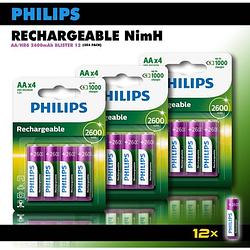 Foto van Philips aa oplaadbare batterijen - 2600 mah - 12 stuks