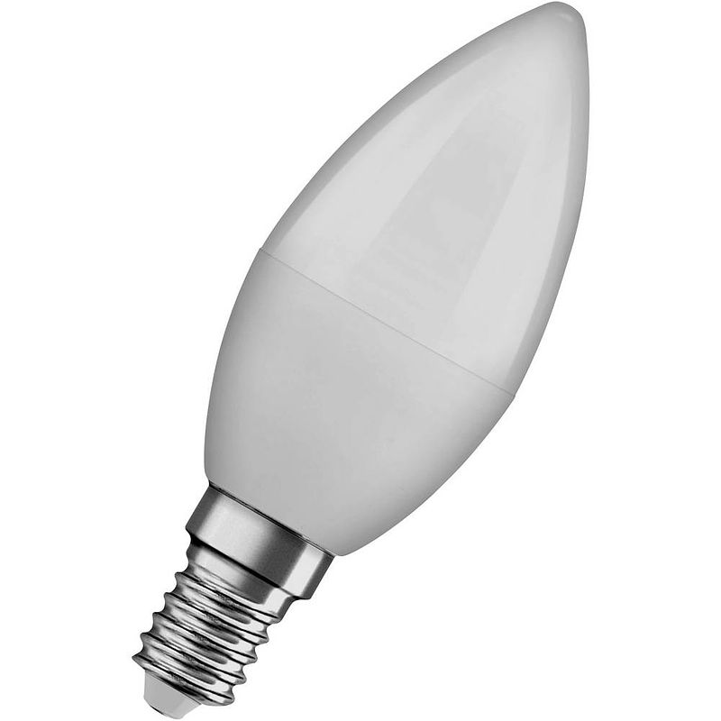 Foto van Osram 4058075430976 led-lamp energielabel f (a - g) e14 kaars 5.5 w = 40 w neutraalwit (ø x l) 37 mm x 99 mm 1 stuk(s)