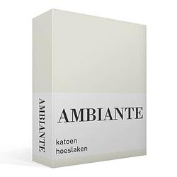 Foto van Ambiante cotton uni hoeslaken - 100% katoen - lits-jumeaux (160x200 cm) - off-white