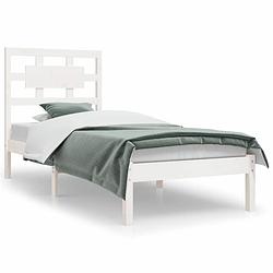 Foto van Vidaxl bedframe massief grenenhout wit 90x200 cm