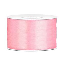 Foto van 1x hobby/decoratie licht roze satijnen sierlinten 3,8 cm/38 mm x 25 meter - cadeaulinten