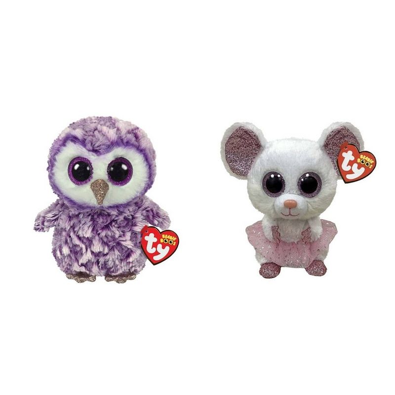 Foto van Ty - knuffel - beanie boo's - moonlight owl & nina mouse