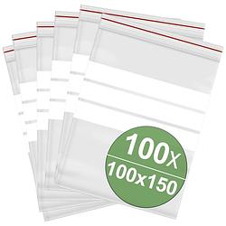 Foto van Hersluitbare zak met etiketstrook (b x h) 100 mm x 150 mm transparant polyethyleen