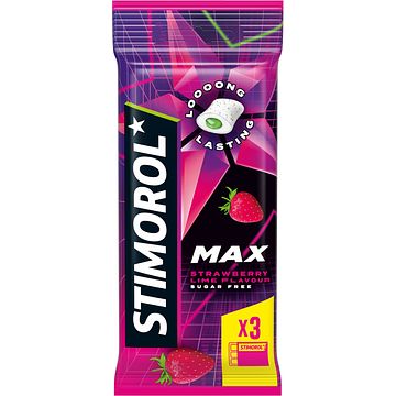 Foto van Stimorol max splash kauwgom strawberry lime suikervrij 3 x 19, 8g bij jumbo