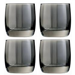 Foto van Whisky tumbler glazen - 8x - transparant zwart - 300 ml - whiskeyglazen