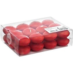 Foto van 24x drijvende kaarsen rood 4,5 cm 4 branduren - drijfkaarsen