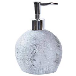 Foto van Zeeppompje/dispenser kunststeen/rvs in kleur cement grijs 15 cm - zeeppompjes