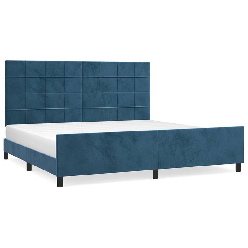 Foto van Vidaxl bedframe met hoofdeinde fluweel donkerblauw 200x200 cm