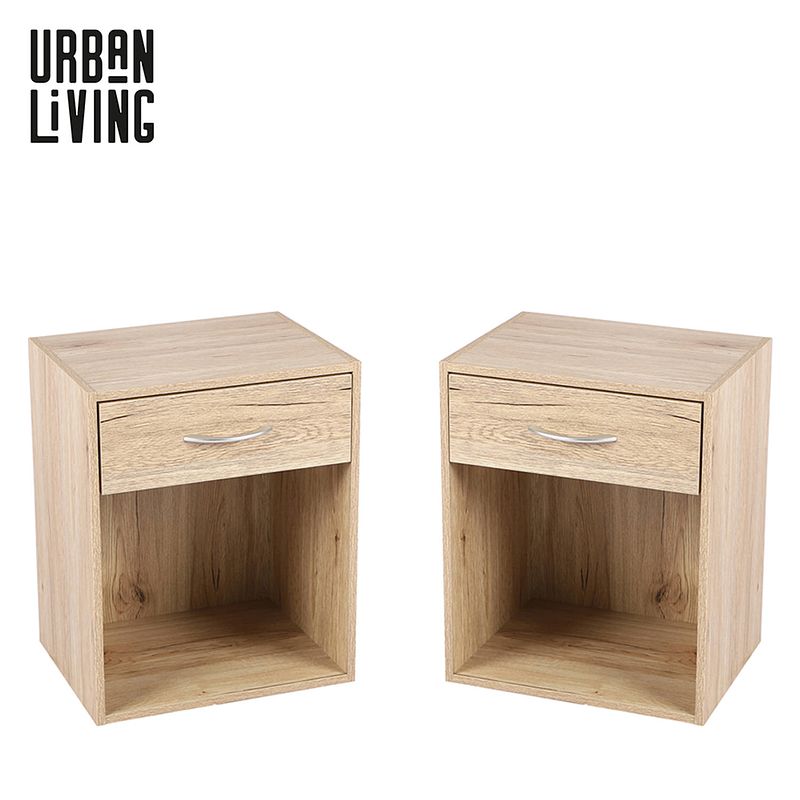 Foto van Urban living - nachtkastjes set van 2 - 2 open nachtkasten met lade - 39x30x48cm