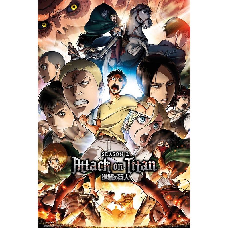 Foto van Gbeye attack on titan season 2 collage key art poster 61x91,5cm