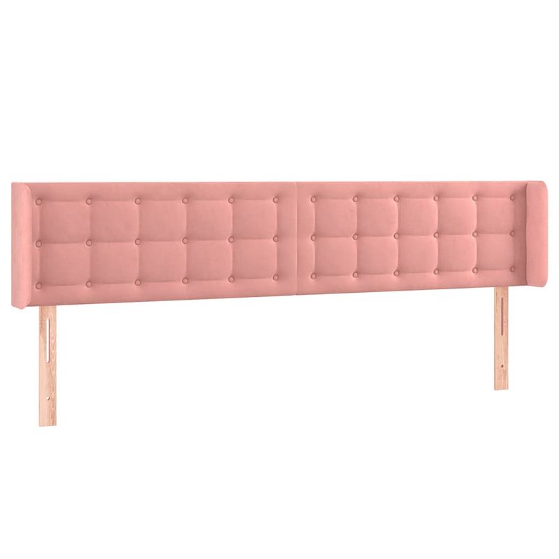 Foto van The living store hoofdeind bedombouw - 183x16x78/88 cm - zacht fluweel - kleur- roze - materiaal- 100% polyester -