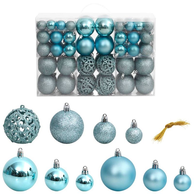 Foto van Vidaxl kerstballen 100 st 3/4/6 cm turquoise