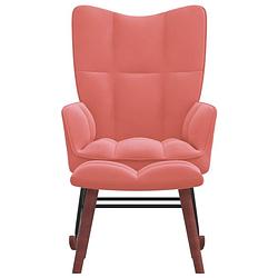 Foto van The living store schommelfauteuil - roze fluweel - 61 x 78 x 98 cm - lange schommelrails