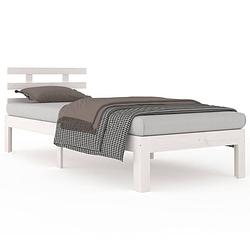 Foto van Vidaxl bedframe massief hout wit 75x190 cm 2ft6 small single