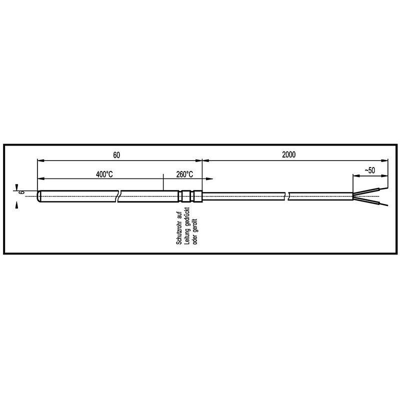 Foto van Enda k1-tc-j-6x60-2m-600°c thermokoppel sensortype j meetbereik temperatuur-50 tot 600 °c kabellengte 2 m sensor-ø 6 mm