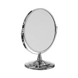 Foto van Dubbele make-up spiegel/scheerspiegel op voet 17 x 23 cm zilver - make-up spiegeltjes