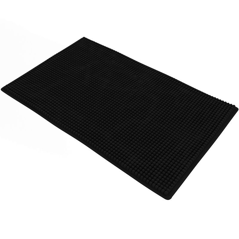 Foto van Loti living badmat antislip - douchemat - badmat badkamer - vloermat - chenille badmat - zwart - 50x80 cm