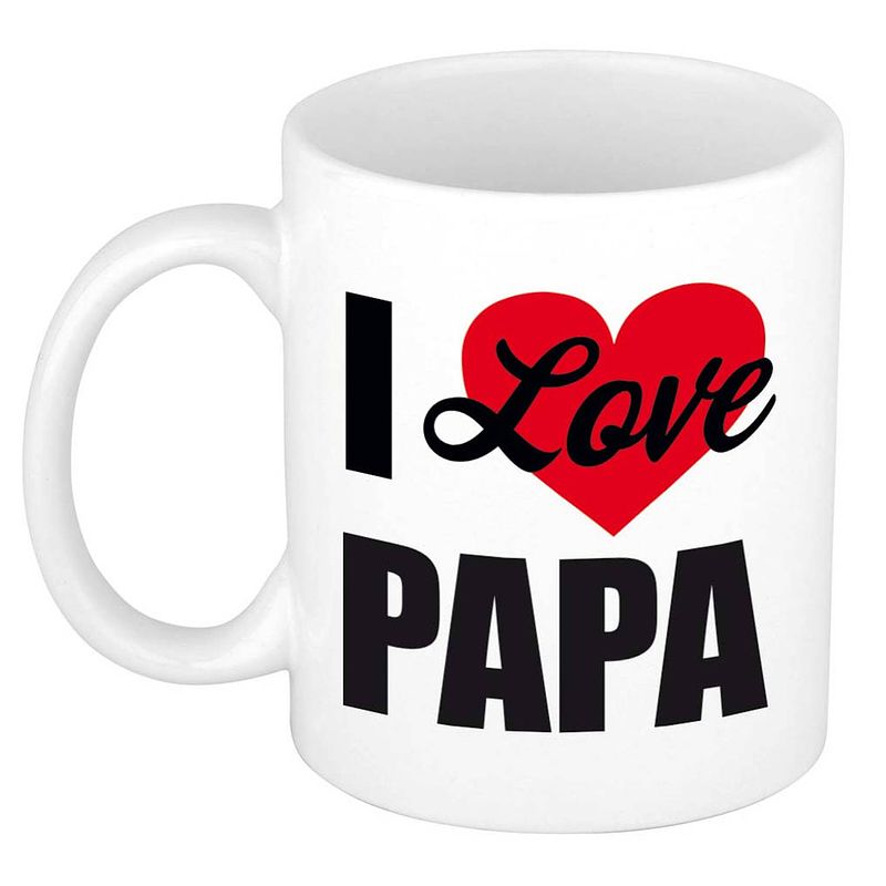 Foto van I love papa / ik hou van papa cadeau mok / beker wit 300 ml - cadeau mokken - feest mokken