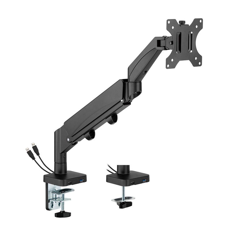 Foto van Monitorbeugel gasveer - monitorarm - usb 3.0 en type c - draaibaar kantelbaar roteerbaar