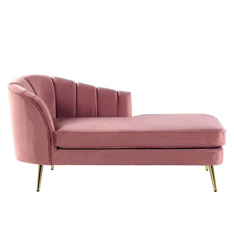 Foto van Beliani allier - chaise longue-roze-fluweel