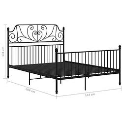 Foto van The living store metalen bedframe - zwart - 206 x 144 x 131 cm - geschikt voor 140 x 200 cm (matras niet inbegrepen)