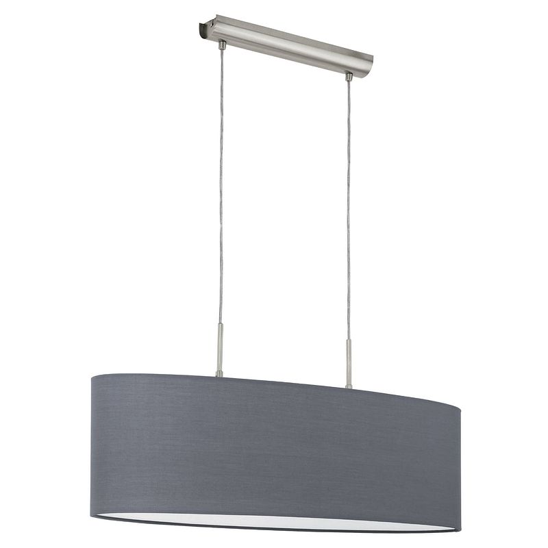 Foto van Eglo pasteri - hanglamp - 2 lichts - 75cm - nikkel-mat - grijs