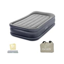 Foto van Intex deluxe pillow rest raised - luchtbed - 1-persoons - 99x191x42 cm (bxlxh) - grijs - met ingebouwde motorpomp