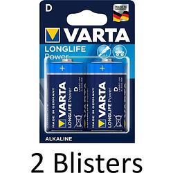 Foto van 4 stuks (2 blisters a 2 st) varta longlife power d batterijen