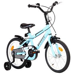 Foto van The living store kinderfiets 16 inch - zwart/blauw - mig gelast stalen frame - verstelbaar zadel - met zijwieltjes en