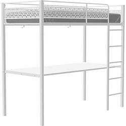 Foto van Edibur mezzanine hoogslaper bed met bureau - 90 x 190 cm - wit