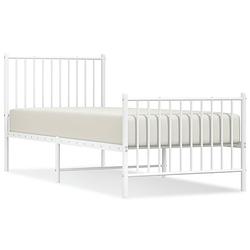 Foto van The living store classic bedframe - staal - 207 x 84.5 x 90.5 cm - wit