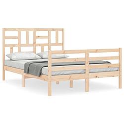 Foto van The living store massief grenenhouten bedframe - 205.5 x 125.5 x 104 cm - multiplex lattenbodem