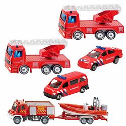 Foto van Brandweer wagens uitgebreide speelgoed set 6-delig die-cast - speelgoed auto's