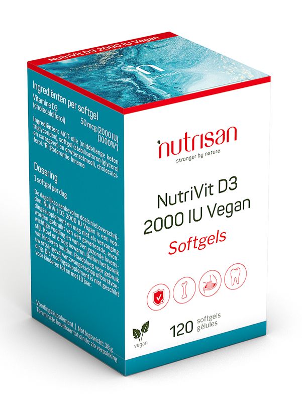 Foto van Nutrisan nutrivit d3 2000iu vegan softgels