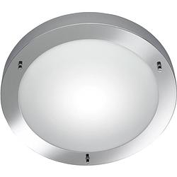 Foto van Led plafondlamp - badkamerlamp - trion condi - opbouw rond - spatwaterdicht ip44 - e27 fitting - glans chroom aluminium