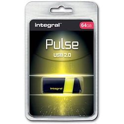 Foto van Integral pulse usb 2.0 stick, 64 gb, zwart/geel