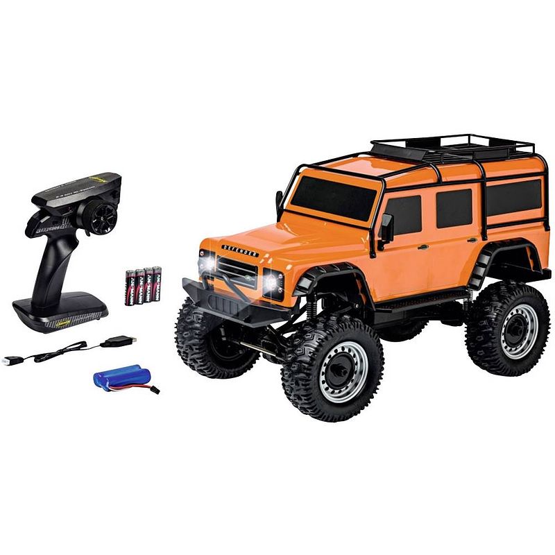 Foto van Carson modellsport land rover defender oranje 1:8 rc auto elektro terreinwagen 4wd rtr 2,4 ghz