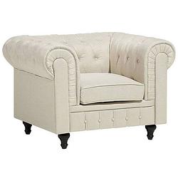 Foto van Beliani chesterfield - fauteuil-beige-polyester