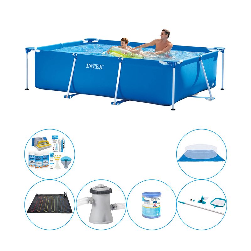 Foto van Intex frame pool rechthoekig 260x160x65 cm - 7-delig - zwembad pakket