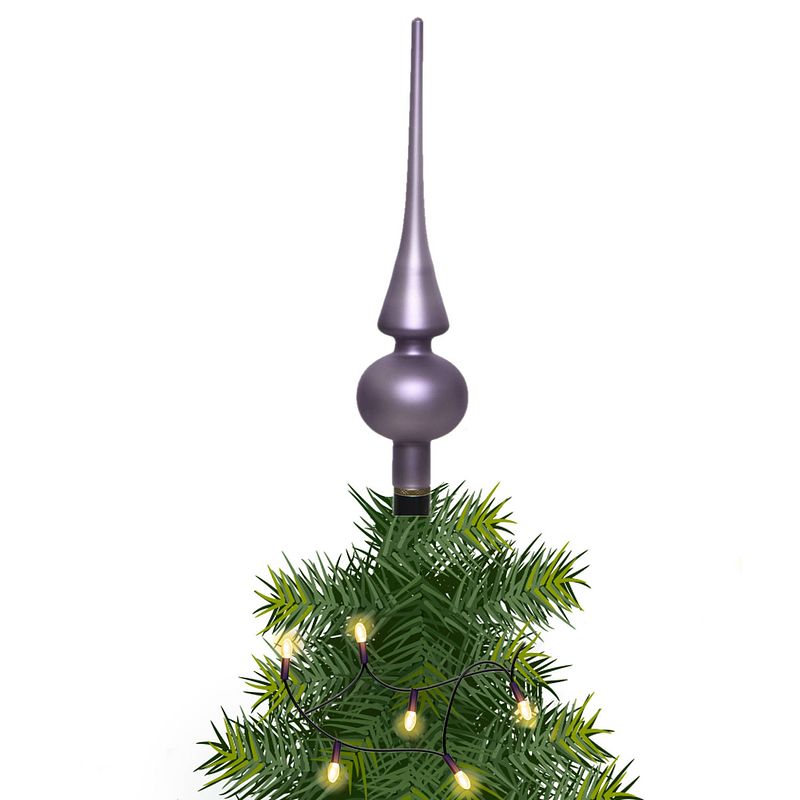 Foto van Kerstboom glazen piek lila paars mat 26 cm - kerstboompieken