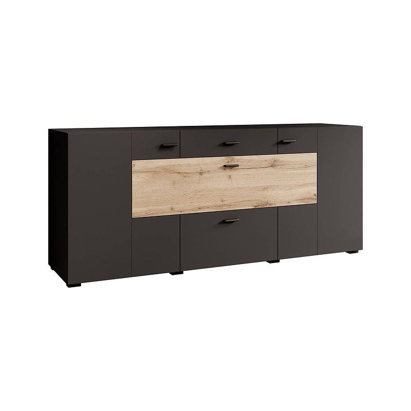 Foto van Meubella dressoir charo - zwart - 165 cm