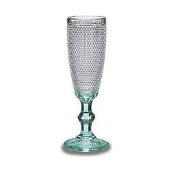 Foto van Champagneglas turkoois punten transparant glas 185 ml