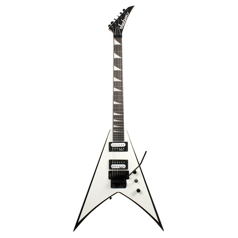 Foto van Jackson js32 king v floyd rose white w. black bevels