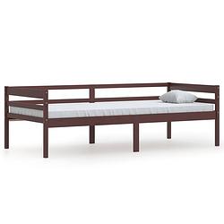 Foto van Vidaxl bedframe massief grenenhout donkerbruin 90x200 cm