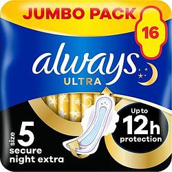 Foto van Always ultra maandverband secure night extra (maat 5) vleugels bij jumbo