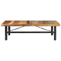 Foto van The living store gerecycled houten salontafel - 142x90x42 cm - multicolor - ijzer